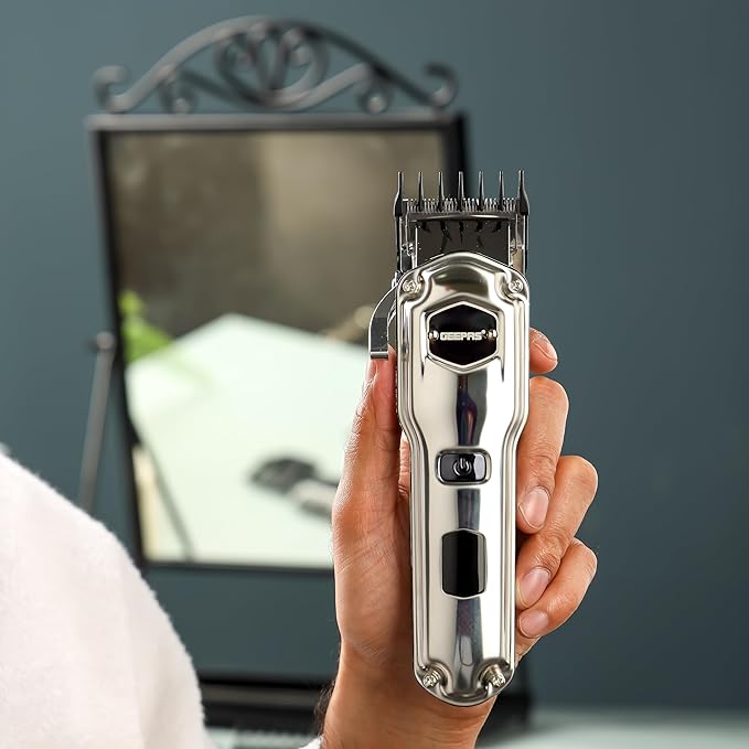 GEEPAS Rechargeable Hair and Beard Trimmer, Detachable Blades and Waterproof IPX7/ LED Display, Cordless - GTR57510, Silver - Al Kabayel Discount CentreGEEPAS Rechargeable Hair and Beard Trimmer, Detachable Blades and Waterproof IPX7/ LED Display, Cordless - GTR57510, SilverPersonal Care & Styling ToolsGEEPASAl Kabayel Discount Centre