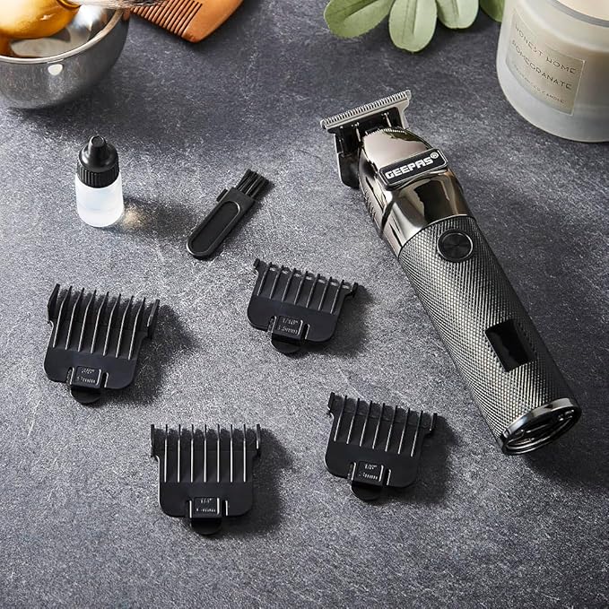 Geepas Rechargeable Hair Clipper with LED Display, GTR56028 | Lithium Battery, 120mins Working | Stainless Steel Blades | Travel Lock | USB Charging | 4 Guide Combs - Al Kabayel Dicount CenterGeepas Rechargeable Hair Clipper with LED Display, GTR56028 | Lithium Battery, 120mins Working | Stainless Steel Blades | Travel Lock | USB Charging | 4 Guide CombstrimmergeepassAl Kabayel Dicount Center
