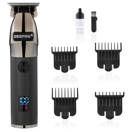 Geepas Rechargeable Hair Clipper with LED Display, GTR56028 | Lithium Battery, 120mins Working | Stainless Steel Blades | Travel Lock | USB Charging | 4 Guide Combs - Al Kabayel Dicount CenterGeepas Rechargeable Hair Clipper with LED Display, GTR56028 | Lithium Battery, 120mins Working | Stainless Steel Blades | Travel Lock | USB Charging | 4 Guide CombstrimmergeepassAl Kabayel Dicount Center