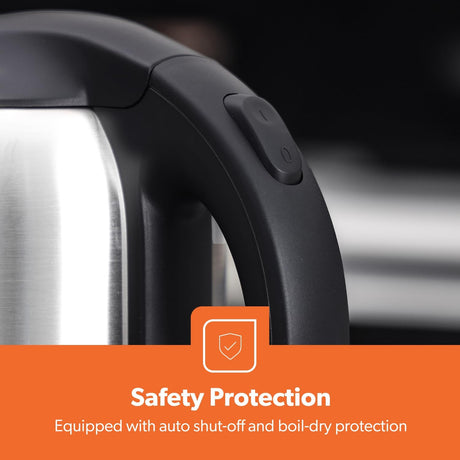 Geepas Stainless Steel Electric Kettle With Auto Shutt off and Boil Dry Protection 1.8 L 1800 W GK5466 Silver/Black - Al Kabayel Discount CentreGeepas Stainless Steel Electric Kettle With Auto Shutt off and Boil Dry Protection 1.8 L 1800 W GK5466 Silver/BlackElectric KettlesGEEPASAl Kabayel Discount Centre