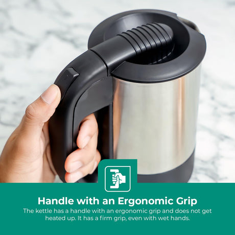 Geepas Stainless Steel Travel Kettle, Silver/Black, 1100 W, 0.5 L, GK175 - Al Kabayel Discount CentreGeepas Stainless Steel Travel Kettle, Silver/Black, 1100 W, 0.5 L, GK175Electric KettlesGEEPASAl Kabayel Discount Centre