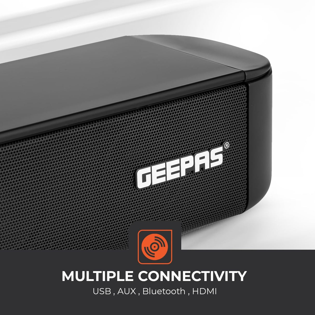 Geepas Wireless Sound Bar - GMS11173| USB/AUX/Bluetooth/HDMI | Sound Bar System with Wireless Subwoofer, Connect to TV, Mobile, Laptop & More - Al Kabayel Discount CentreGeepas Wireless Sound Bar - GMS11173| USB/AUX/Bluetooth/HDMI | Sound Bar System with Wireless Subwoofer, Connect to TV, Mobile, Laptop & MoreElectronic AppliancesGEEPASAl Kabayel Discount Centre