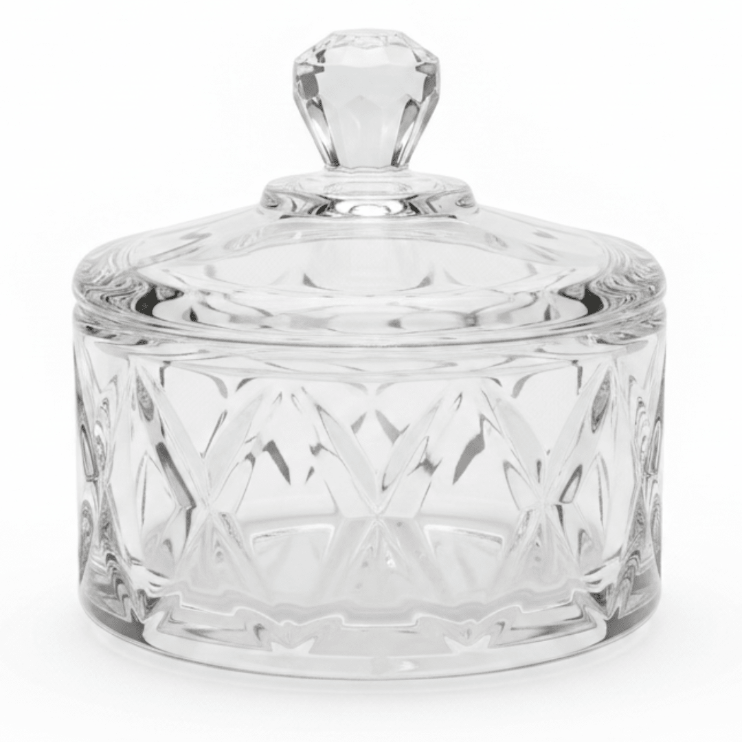 Germax Crystal Glass Sugar Pot with Lid | Diamond - Cut | 10×15cm - Al Kabayel Discount CentreGermax Crystal Glass Sugar Pot with Lid | Diamond - Cut | 10×15cmJars & Food SaversGERMAXAl Kabayel Discount Centre