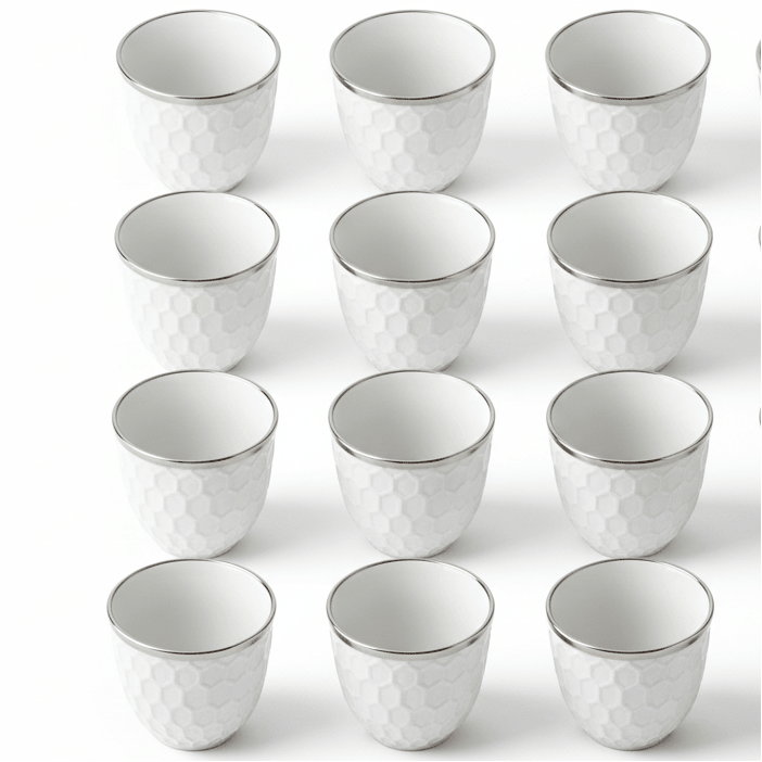 Germax Elegant White Ceramic Arabic Cawa Coffee Cups Set of 12 Silver Rim Minimal Luxury Design 80 ml - Al Kabayel Discount CentreGermax Elegant White Ceramic Arabic Cawa Coffee Cups Set of 12 Silver Rim Minimal Luxury Design 80 mlTea CupsGERMAXAl Kabayel Discount Centre
