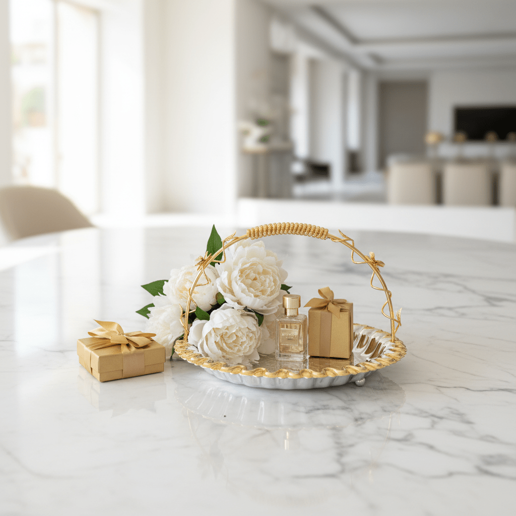Germax Luxury Silver & Gold Round Serving Tray with Handles – 30cm - Al Kabayel Discount CentreGermax Luxury Silver & Gold Round Serving Tray with Handles – 30cmServing TraysGERMAXAl Kabayel Discount Centre