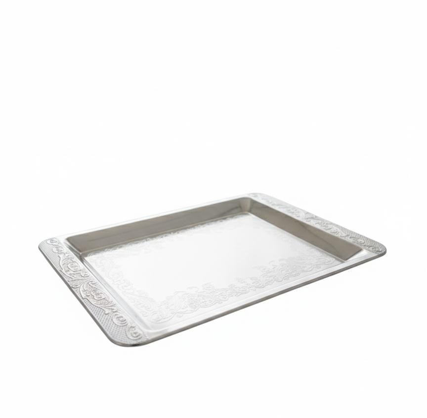 Germax Mini Rectangular Steel Tray – Compact Silver Design | 20×12 cm Stylish Tableware - Al Kabayel Discount CentreGermax Mini Rectangular Steel Tray – Compact Silver Design | 20×12 cm Stylish TablewareServing TraysGERMAXAl Kabayel Discount Centre
