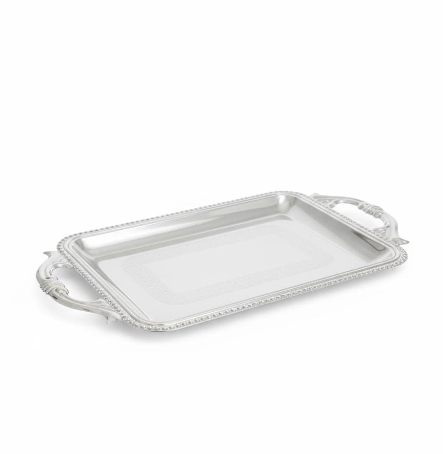 Germax Rectangular Steel Tray – Silver Luxury Design | 39×22 cm Premium Serving Piece - Al Kabayel Discount CentreGermax Rectangular Steel Tray – Silver Luxury Design | 39×22 cm Premium Serving PieceServing TraysGERMAXAl Kabayel Discount Centre