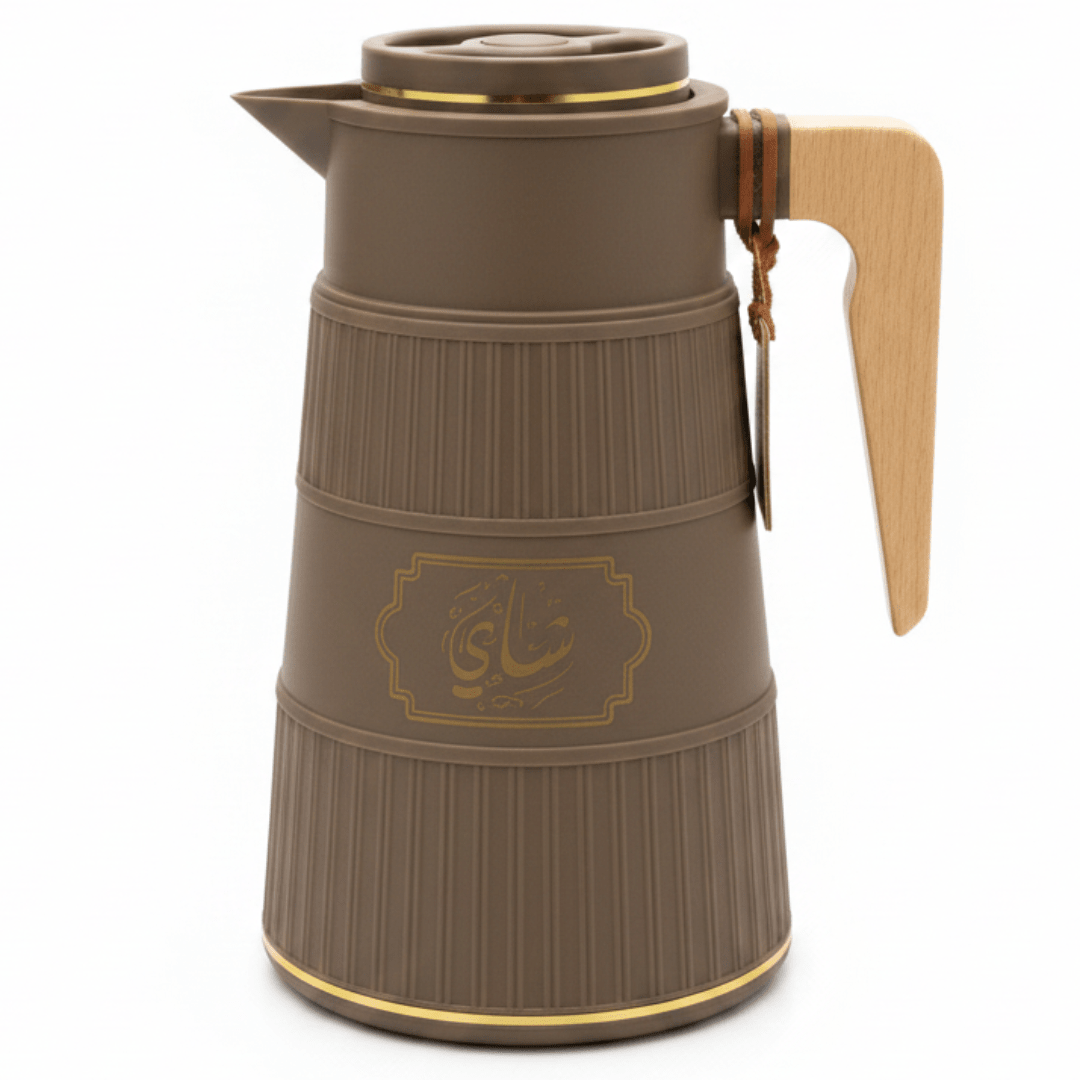Germax Vacuum Flask 1 Litre | Insulated Arabic Thermos with Wooden Handle – Brown / Sage Grey / Cream - Al Kabayel Discount CentreGermax Vacuum Flask 1 Litre | Insulated Arabic Thermos with Wooden Handle – Brown / Sage Grey / CreamThermosGERMAXAl Kabayel Discount Centre