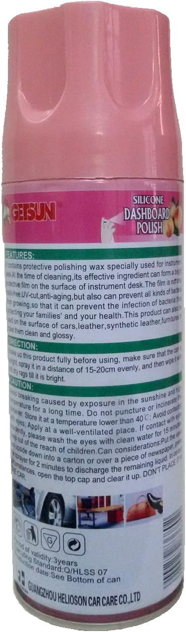 Getsun - Silicone Dashboard Polish - Cleans, Shines and Protects Dashboard with Excellent Gloss - Fragrance : Peach - 450ml - G - 2006A - Al Kabayel Discount CentreGetsun - Silicone Dashboard Polish - Cleans, Shines and Protects Dashboard with Excellent Gloss - Fragrance : Peach - 450ml - G - 2006Acleaning suppliesGETSUNAl Kabayel Discount Centre