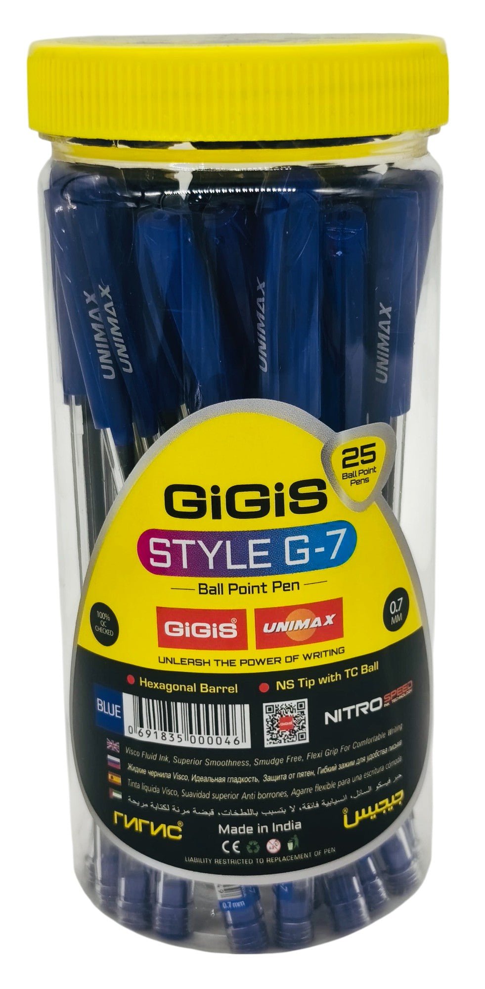 GIGIS 25pcs Unimax Style G - 7 Ball Point Pen 1.0mm, Blue - Al Kabayel Discount CentreGIGIS 25pcs Unimax Style G - 7 Ball Point Pen 1.0mm, BluePens, Pencils & MarkersGIGISAl Kabayel Discount Centre