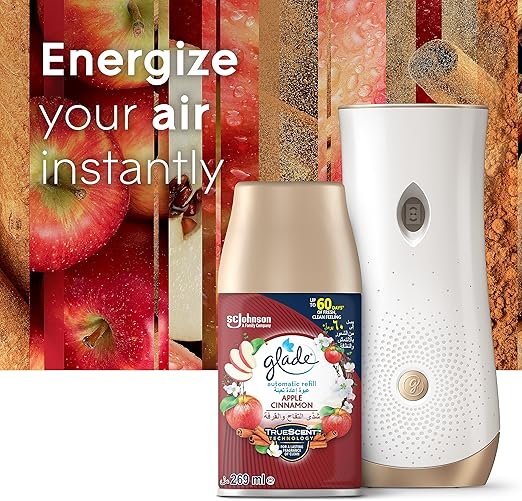 Glade Automatic Spray Refill Apple Cinnamon Air Freshener, For Up To 60 Days Of Automatic Freshness, 269ml - Al Kabayel Discount CentreGlade Automatic Spray Refill Apple Cinnamon Air Freshener, For Up To 60 Days Of Automatic Freshness, 269mlHome FragrancesGLADEAl Kabayel Discount Centre