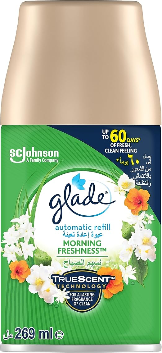 Glade Automatic Spray Refill Morning Freshness Air Freshener, For Up To 60 Days Of Automatic Freshness, 269ml - Al Kabayel Discount CentreGlade Automatic Spray Refill Morning Freshness Air Freshener, For Up To 60 Days Of Automatic Freshness, 269mlHome FragrancesGLADEAl Kabayel Discount Centre