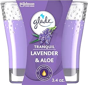 Glade Tranquil Lavender & Aloe Scented Candle, Fragrance Infused With Essential Oils, 3.4Oz - Al Kabayel Discount CentreGlade Tranquil Lavender & Aloe Scented Candle, Fragrance Infused With Essential Oils, 3.4OzHome FragrancesGLADEAl Kabayel Discount Centre