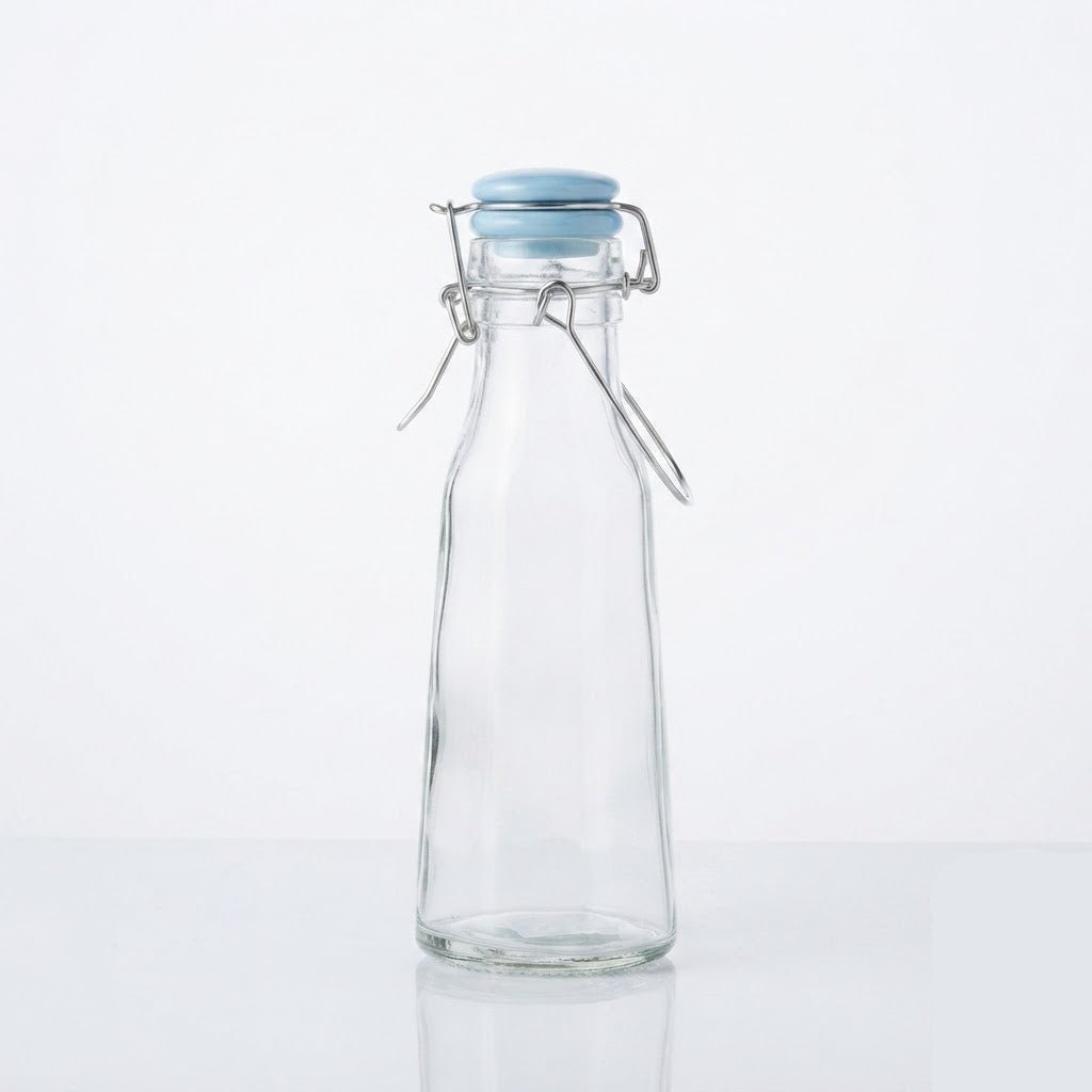 Glass Bottle With Swing-Top Clip Closure - 500ml - Light Blue / Light Green / Black - Al Kabayel Discount CentreGlass Bottle With Swing-Top Clip Closure - 500ml - Light Blue / Light Green / BlackWater BottlesAKDCAl Kabayel Discount Centre