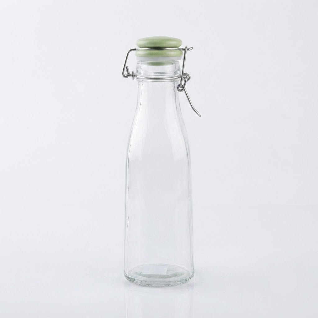 Glass Bottle With Swing-Top Clip Closure - 500ml - Light Blue / Light Green / Black - Al Kabayel Discount CentreGlass Bottle With Swing-Top Clip Closure - 500ml - Light Blue / Light Green / BlackWater BottlesAKDCAl Kabayel Discount Centre