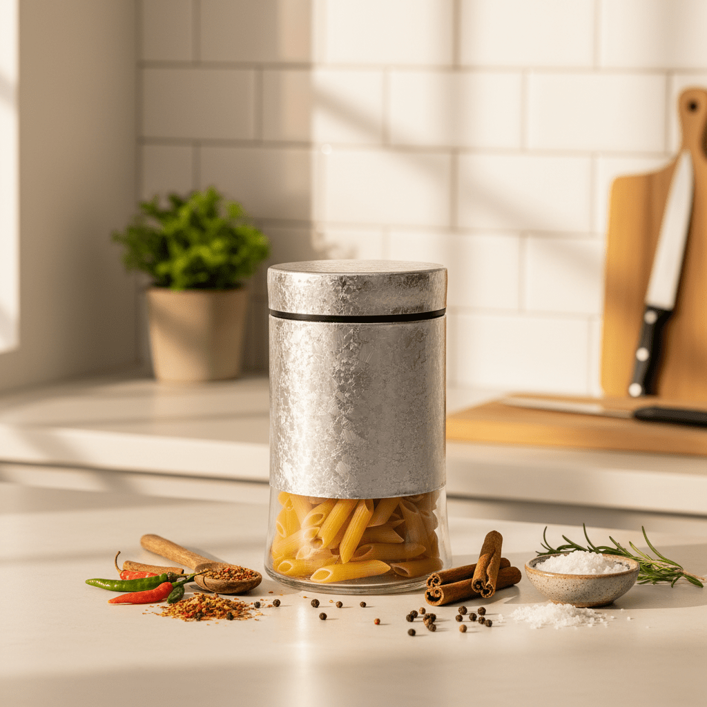 Glass Canister with Decorative Plastic Lid – 750ml - Silver / Brown - Al Kabayel Discount CentreGlass Canister with Decorative Plastic Lid – 750ml - Silver / BrownJars & Food SaversAKDCAl Kabayel Discount Centre