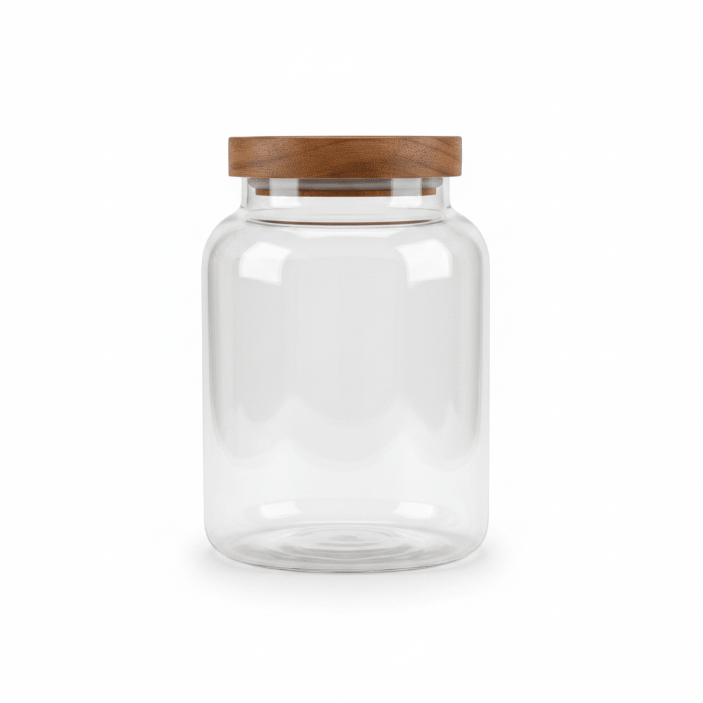 Glass Jar with Wooden Lid - 15×9 cm - Al Kabayel Discount CentreGlass Jar with Wooden Lid - 15×9 cmJars & Food SaversAKDCAl Kabayel Discount Centre