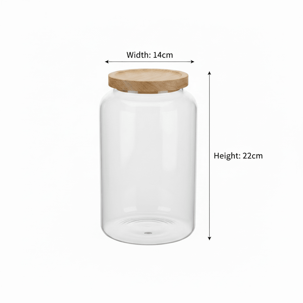 Glass Jar with Wooden Lid - 22 × 14 cm - Al Kabayel Discount CentreGlass Jar with Wooden Lid - 22 × 14 cmJars & Food SaversAKDCAl Kabayel Discount Centre
