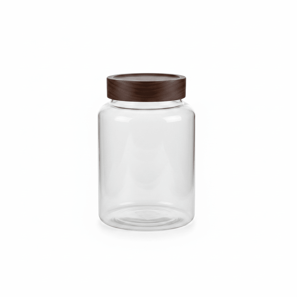 Glass Storage Jar with Wooden Lid - 20×10cm / 25×10cm / 30×10cm - Al Kabayel Discount CentreGlass Storage Jar with Wooden Lid - 20×10cm / 25×10cm / 30×10cmJars & Food SaversAKDCAl Kabayel Discount Centre