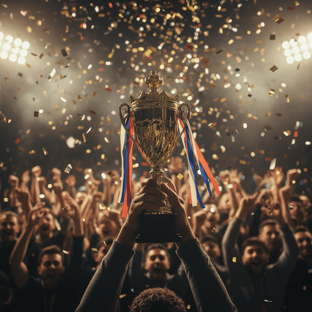 Gold & Black Metal Trophy Cup — 30cm | Premium Award with Decorative Handles & Ribbons - Al Kabayel Discount CentreGold & Black Metal Trophy Cup — 30cm | Premium Award with Decorative Handles & RibbonsSportsAKDCAl Kabayel Discount Centre