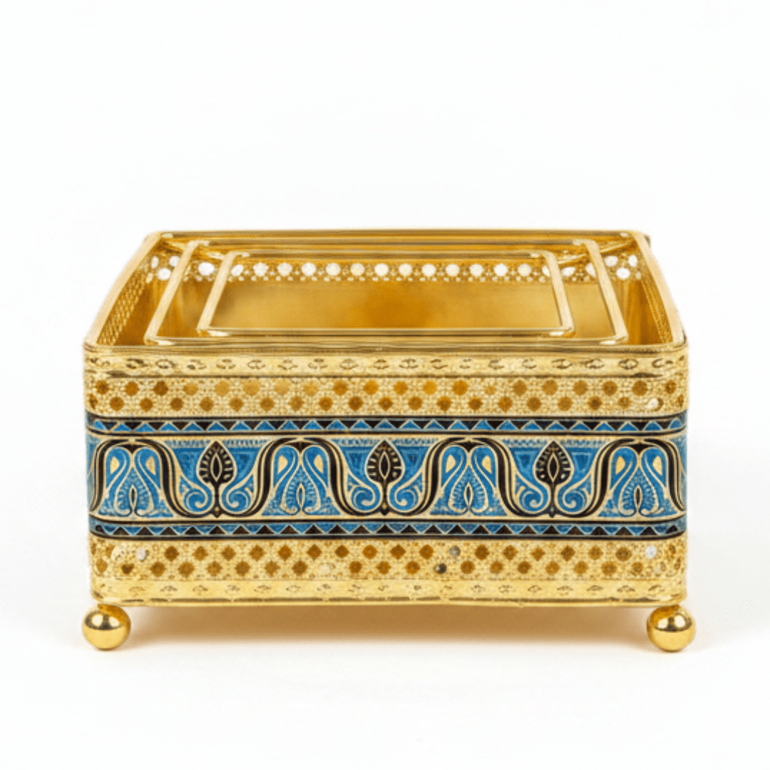 Gold & Blue Square Metal Candle Warmer | Ornate Filigree Design | 14×6cm | Luxury Home Décor Gift - Al Kabayel Discount CentreGold & Blue Square Metal Candle Warmer | Ornate Filigree Design | 14×6cm | Luxury Home Décor GiftOrganizers & AccessoriesAKDCAl Kabayel Discount Centre
