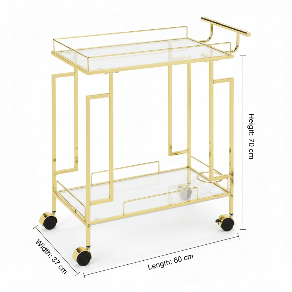 Gold Stainless Steel & Glass Serving Cart - 70×60×37 cm - Al Kabayel Discount CentreGold Stainless Steel & Glass Serving Cart - 70×60×37 cmOrganizers & AccessoriesAKDCAl Kabayel Discount Centre
