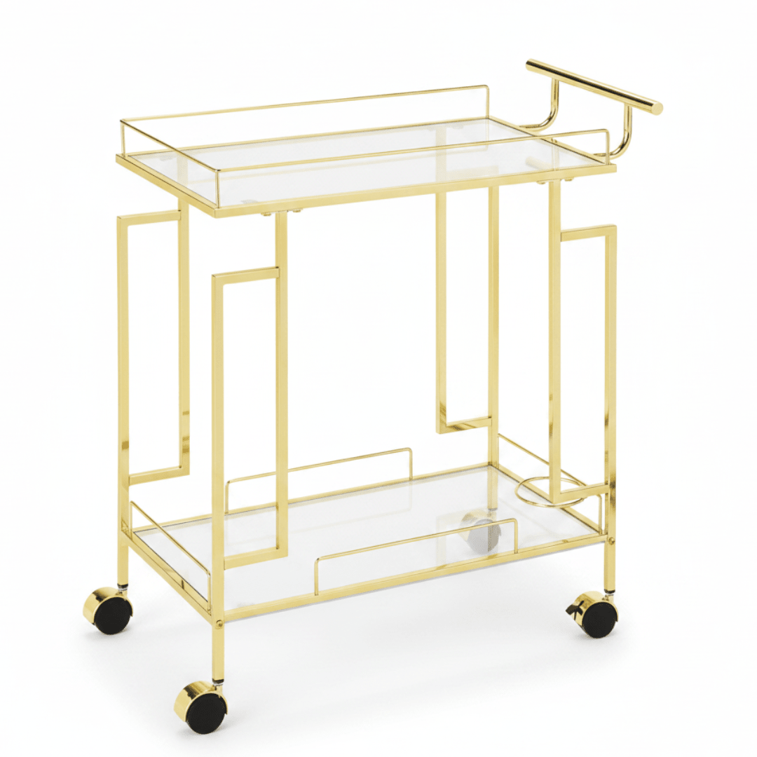 Gold Stainless Steel & Glass Serving Cart - 70×60×37 cm - Al Kabayel Discount CentreGold Stainless Steel & Glass Serving Cart - 70×60×37 cmOrganizers & AccessoriesAKDCAl Kabayel Discount Centre