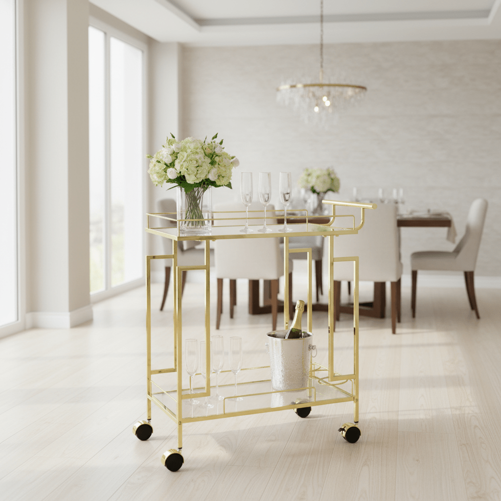 Gold Stainless Steel & Glass Serving Cart - 70×60×37 cm - Al Kabayel Discount CentreGold Stainless Steel & Glass Serving Cart - 70×60×37 cmOrganizers & AccessoriesAKDCAl Kabayel Discount Centre