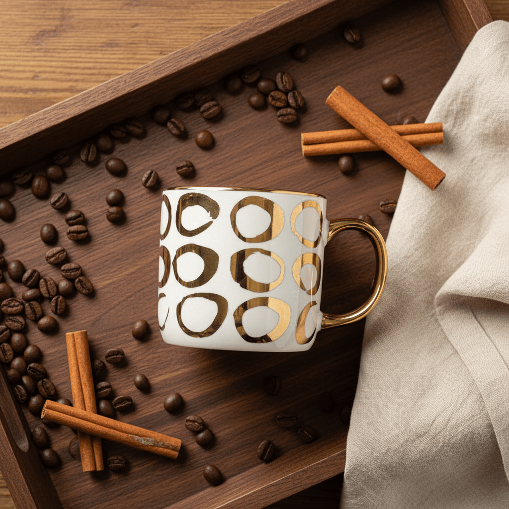 Golden Elegance Ceramic Mug | White & Gold Luxury Drinkware | 350ml - Al Kabayel Discount CentreGolden Elegance Ceramic Mug | White & Gold Luxury Drinkware | 350mlMugsDHAl Kabayel Discount Centre
