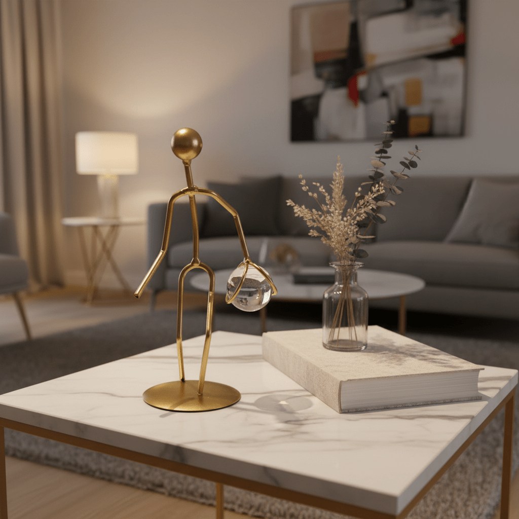 Golden Metal Décor Figure — Crystal Ball Sculpture | 20cm - Al Kabayel Discount CentreGolden Metal Décor Figure — Crystal Ball Sculpture | 20cmHome DécorAKDCAl Kabayel Discount Centre