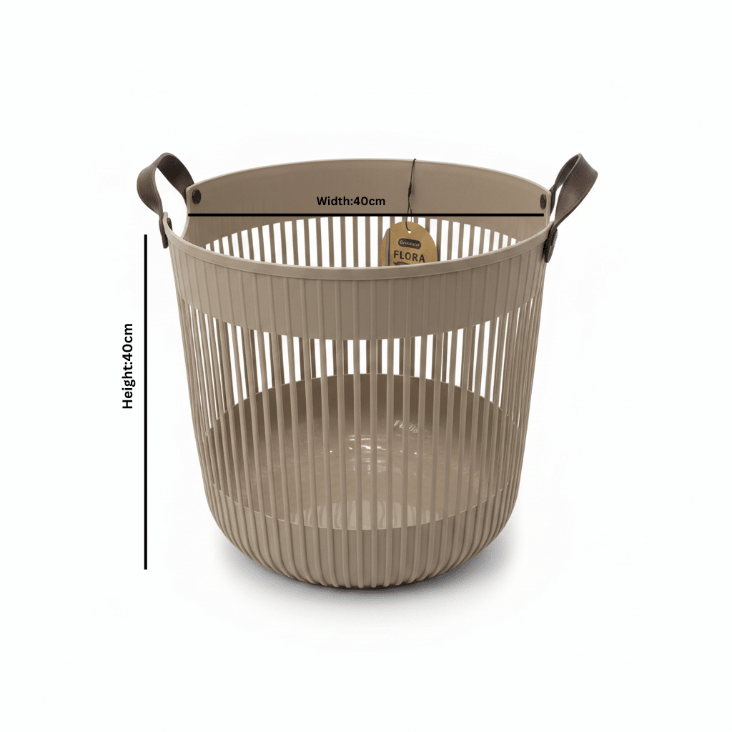Goldplast Flora Laundry Basket – 40×40 cm - Taupe / Light Brown - Al Kabayel Discount CentreGoldplast Flora Laundry Basket – 40×40 cm - Taupe / Light BrownOrganizers & AccessoriesGOLDPLASTAl Kabayel Discount Centre