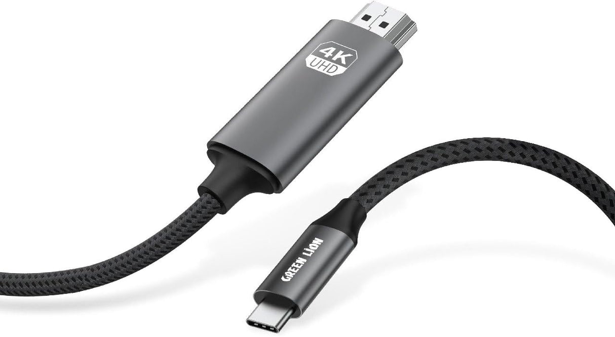 Green Lion 4K 30Hz USB - C to HDMI Cable,Braided Cable,Mirror Mode,Extend Mode,2 Meter Cable,Aluminum Shell,Durable Material,Speed & Power Combined - Black - Al Kabayel Discount CentreGreen Lion 4K 30Hz USB - C to HDMI Cable,Braided Cable,Mirror Mode,Extend Mode,2 Meter Cable,Aluminum Shell,Durable Material,Speed & Power Combined - BlackCords & AdaptersGREEN LIONAl Kabayel Discount Centre