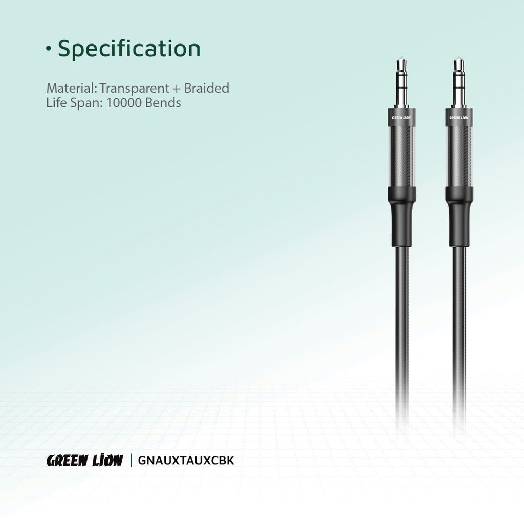 GREEN LION AUX to AUX Braided Cable 1meter - Black - Al Kabayel Discount CentreGREEN LION AUX to AUX Braided Cable 1meter - BlackCords & AdaptersGREEN LIONAl Kabayel Discount Centre
