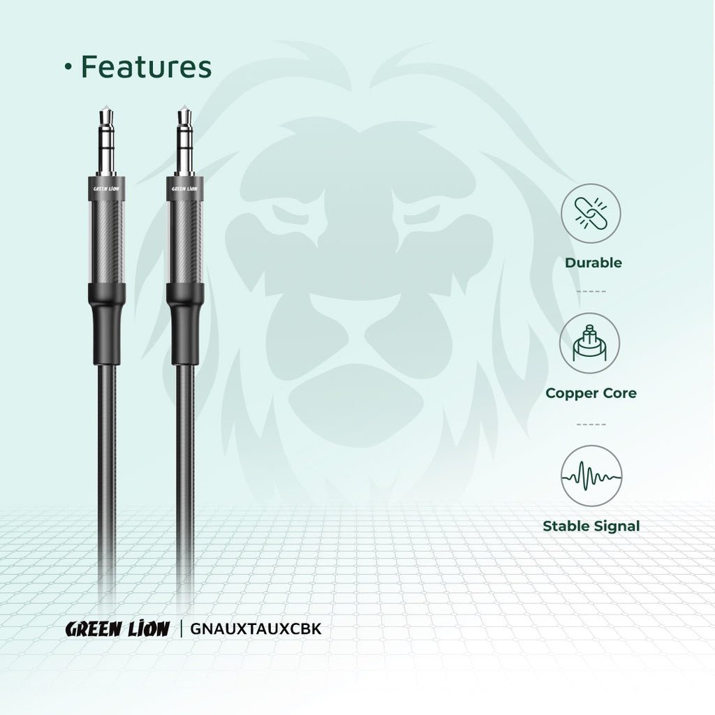 GREEN LION AUX to AUX Braided Cable 1meter - Black - Al Kabayel Discount CentreGREEN LION AUX to AUX Braided Cable 1meter - BlackCords & AdaptersGREEN LIONAl Kabayel Discount Centre