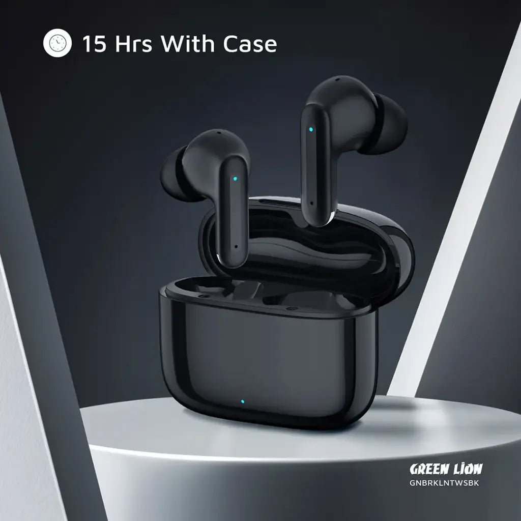 Green Lion Brooklyn True Wireless Earbuds with Voice Assistant, 4 Hours Playtime, Built - in Microphone, HiFi Sound, Touch Control, Dual - Mic - Black - Al Kabayel Discount CentreGreen Lion Brooklyn True Wireless Earbuds with Voice Assistant, 4 Hours Playtime, Built - in Microphone, HiFi Sound, Touch Control, Dual - Mic - BlackElectronic AppliancesGREEN LIONAl Kabayel Discount Centre