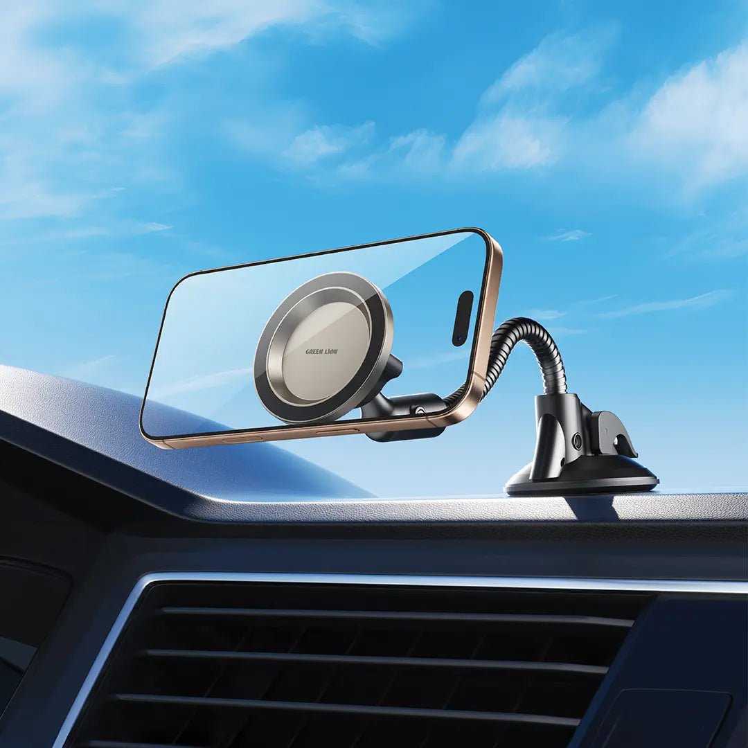 Green Lion GX - 65 MagSafe Car Phone Holder, Washable Suction Base, Ultra - Strong N52 Magnets - Black - Al Kabayel Discount CentreGreen Lion GX - 65 MagSafe Car Phone Holder, Washable Suction Base, Ultra - Strong N52 Magnets - BlackMobile AccessoriesGREEN LIONAl Kabayel Discount Centre