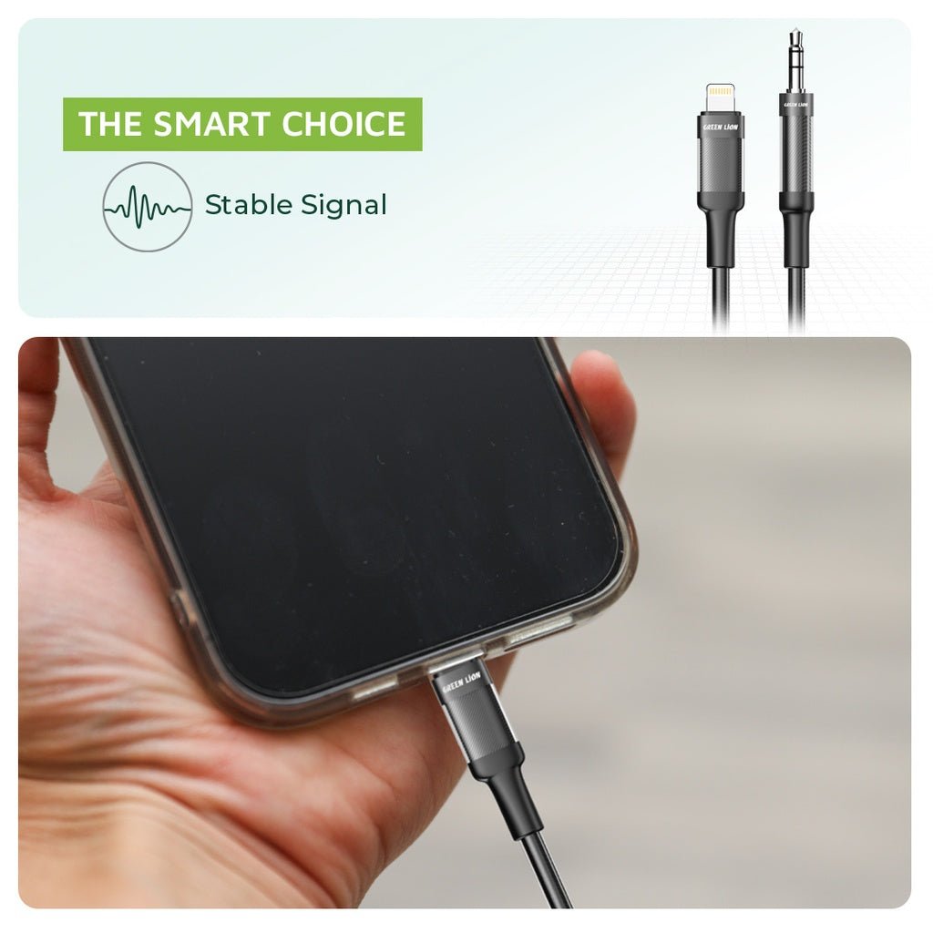 GREEN LION Lightning to AUX Braided 1meter Cable - Black - Al Kabayel Discount CentreGREEN LION Lightning to AUX Braided 1meter Cable - BlackCords & AdaptersGREEN LIONAl Kabayel Discount Centre