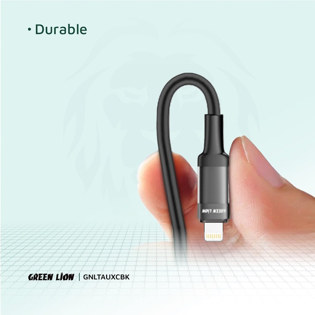 GREEN LION Lightning to AUX Braided 1meter Cable - Black - Al Kabayel Discount CentreGREEN LION Lightning to AUX Braided 1meter Cable - BlackCords & AdaptersGREEN LIONAl Kabayel Discount Centre