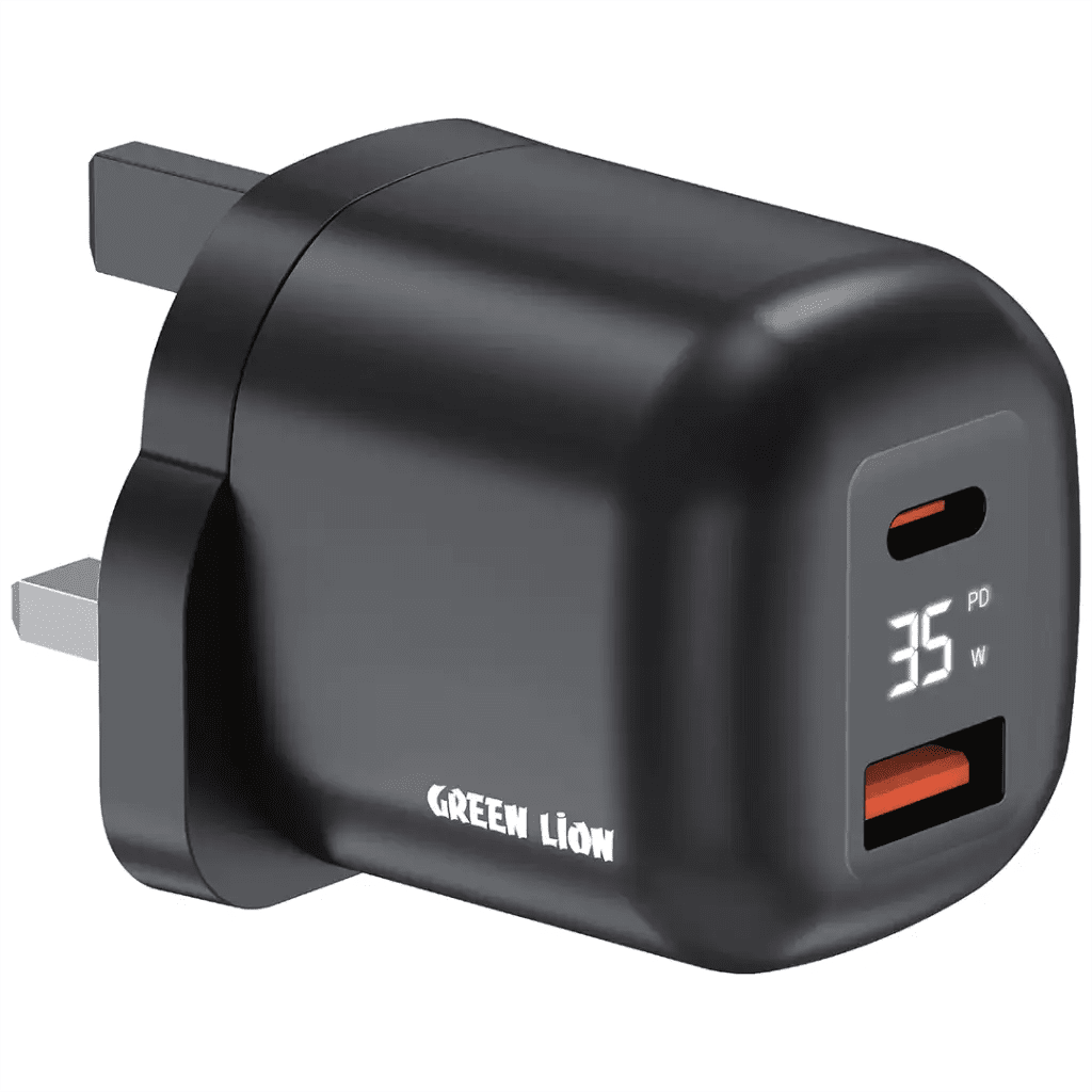 Green Lion Q - Series Uk Plug Gan Charger Usb - C&A Port Pd35W+ Qc3.0 with Real Time Display - Black - Al Kabayel Discount CentreGreen Lion Q - Series Uk Plug Gan Charger Usb - C&A Port Pd35W+ Qc3.0 with Real Time Display - BlackCords & AdaptersGREEN LIONAl Kabayel Discount Centre