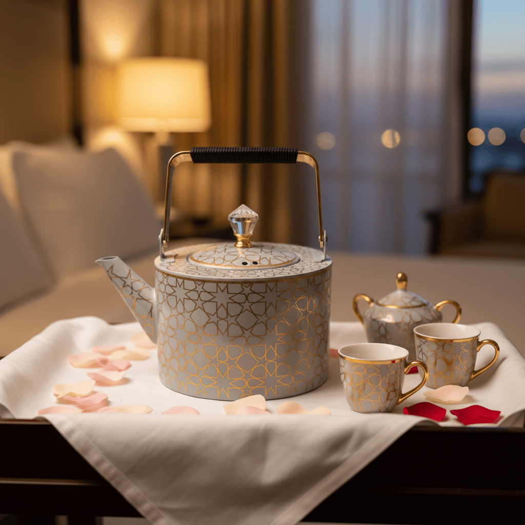 Grey & Gold Metal Kettle – 2 Litre | Elegant Crystal Lid Knob | Geometric Engraved Luxury Tea Kettle for Arabic Hospitality & Gifting - Al Kabayel Discount CentreGrey & Gold Metal Kettle – 2 Litre | Elegant Crystal Lid Knob | Geometric Engraved Luxury Tea Kettle for Arabic Hospitality & GiftingTea/Coffee PotsAKDCAl Kabayel Discount Centre
