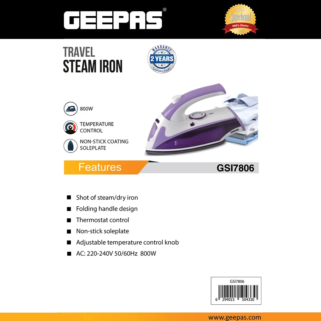 Geepas Travel Steam Iron GSI7805