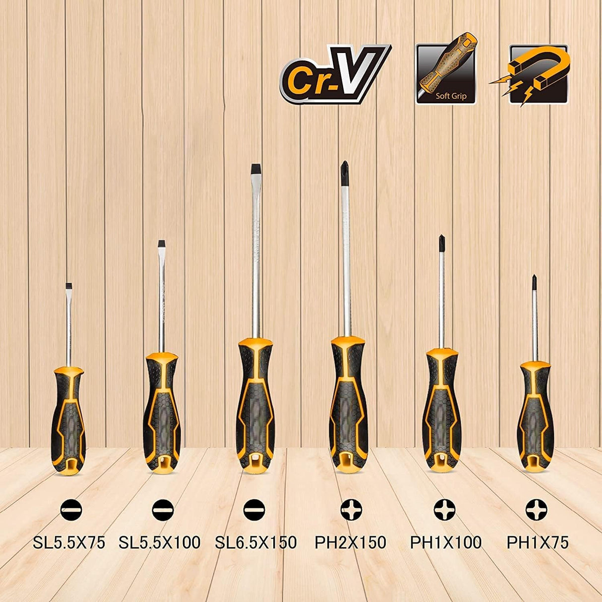 GSK Cut Ingco 6 - Piece Magnetic Screwdriver Set, Professional & Multi - Purpose, Yellow, HKSD0628 - Al Kabayel Discount CentreGSK Cut Ingco 6 - Piece Magnetic Screwdriver Set, Professional & Multi - Purpose, Yellow, HKSD0628ToolsINGCOAl Kabayel Discount Centre