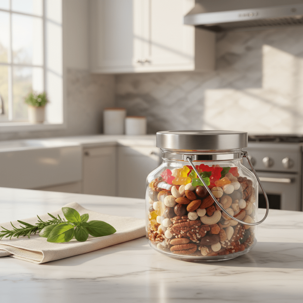 Hamid Airtight Glass Storage Jar with Stainless Steel Lid & Swing Carry Handle — 1800ml - Al Kabayel Discount CentreHamid Airtight Glass Storage Jar with Stainless Steel Lid & Swing Carry Handle — 1800mlJars & Food SaversHAMIDAl Kabayel Discount Centre