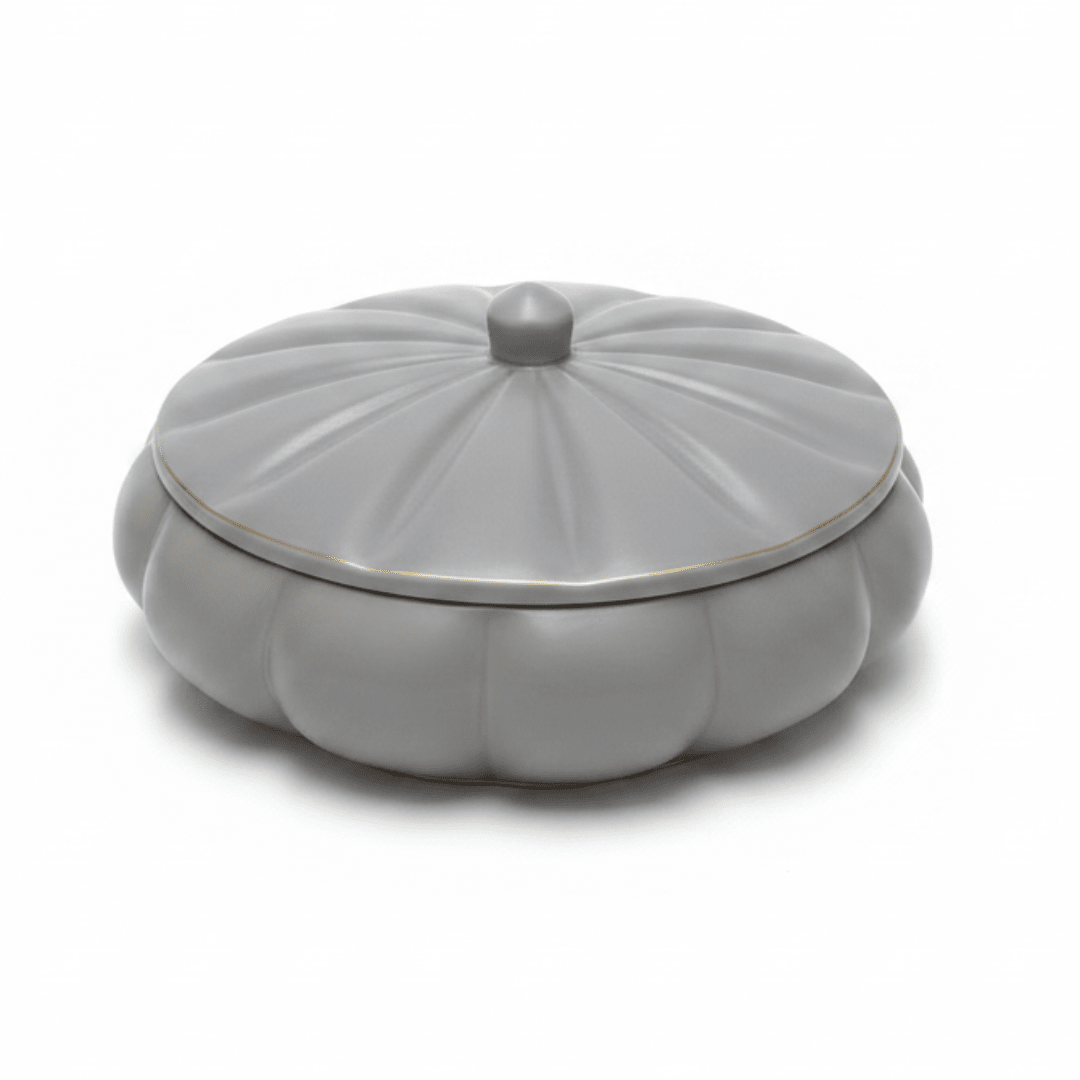 Hamid White Ceramic Candy Box with Lid | Scalloped Petal Design | 10.25cm - Al Kabayel Discount CentreHamid White Ceramic Candy Box with Lid | Scalloped Petal Design | 10.25cmJars & Food SaversHAMIDAl Kabayel Discount Centre