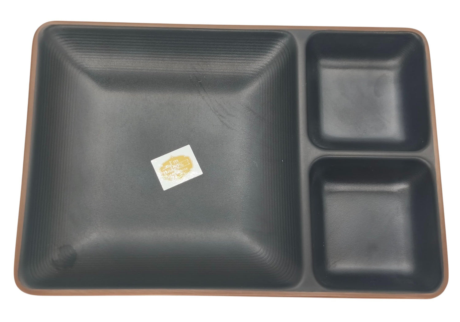 HARMONY Melamine 3 - Section Plate 19cm*13cm*2.5cm, Brown/Black - Al Kabayel Discount CentreHARMONY Melamine 3 - Section Plate 19cm*13cm*2.5cm, Brown/BlackPlatesHARMONYAl Kabayel Discount Centre