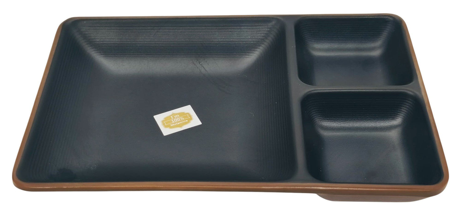 HARMONY Melamine 3 - Section Plate 19cm*13cm*2.5cm, Brown/Black - Al Kabayel Discount CentreHARMONY Melamine 3 - Section Plate 19cm*13cm*2.5cm, Brown/BlackPlatesHARMONYAl Kabayel Discount Centre