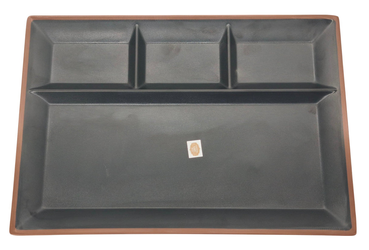 HARMONY Melamine Rectangular 4 - Section Serving Plate 38cm*26cm*2cm, Brown/Black - Al Kabayel Discount CentreHARMONY Melamine Rectangular 4 - Section Serving Plate 38cm*26cm*2cm, Brown/BlackPlatesHARMONYAl Kabayel Discount Centre