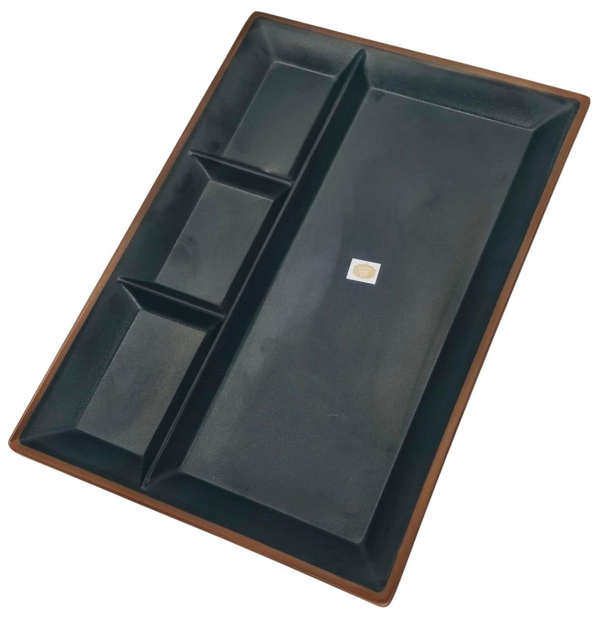 HARMONY Melamine Rectangular 4 - Section Serving Plate 38cm*26cm*2cm, Brown/Black - Al Kabayel Discount CentreHARMONY Melamine Rectangular 4 - Section Serving Plate 38cm*26cm*2cm, Brown/BlackPlatesHARMONYAl Kabayel Discount Centre