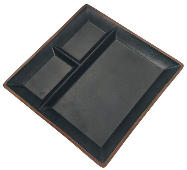 HARMONY Melamine Square 3 - Section Serving Plate 26cm*26cm*2cm, Brown/Black - Al Kabayel Discount CentreHARMONY Melamine Square 3 - Section Serving Plate 26cm*26cm*2cm, Brown/BlackPlatesHARMONYAl Kabayel Discount Centre