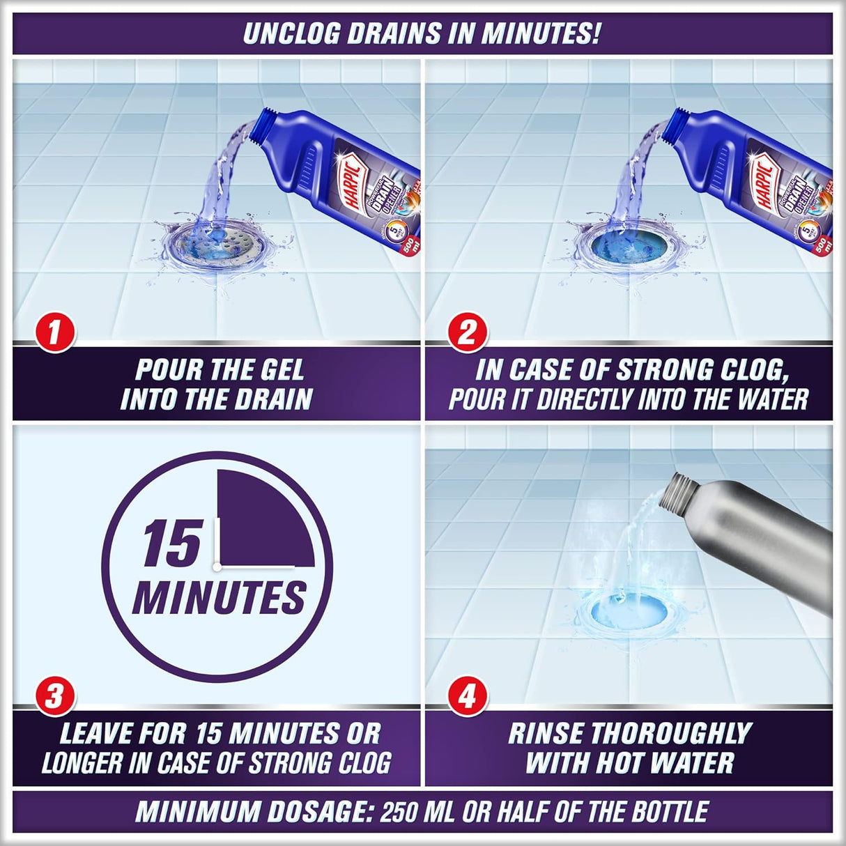 Harpic Powerful Drain Opener Cleaning Gel, 500 ml - Al Kabayel Discount CentreHarpic Powerful Drain Opener Cleaning Gel, 500 mlHome SuppliesHARPICAl Kabayel Discount Centre